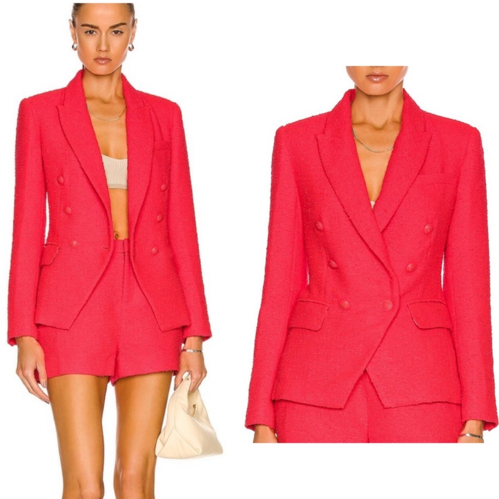 L’agence Kenzie Double Breasted Blazer in Diva Pink Size 4 Office Workwear NEW